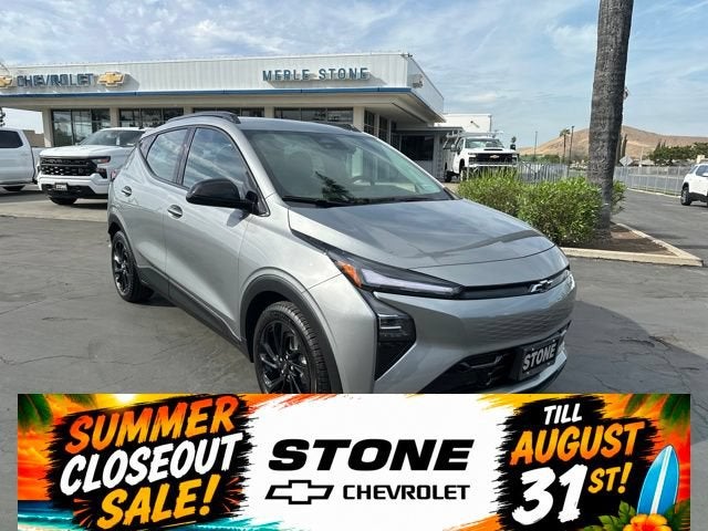 2027 Chevrolet Bolt RS in Sterling Grey Metallic — front three-quarter view