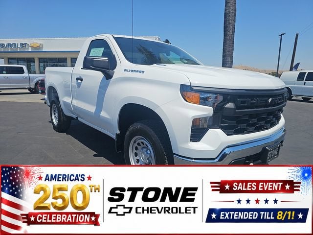 2026 Chevrolet Silverado 1500 WT in Summit White — front three-quarter view